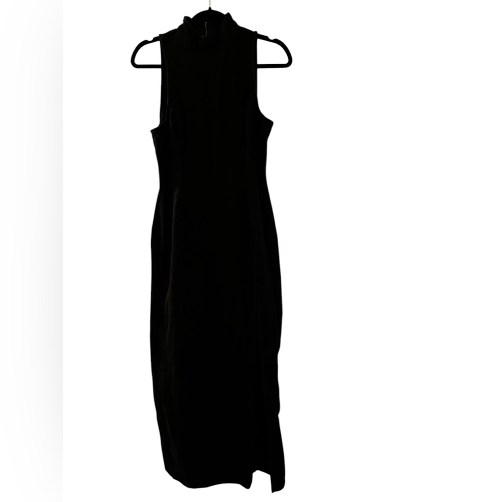 Zara Black Mock Neck Denim Midi Dress Size Small